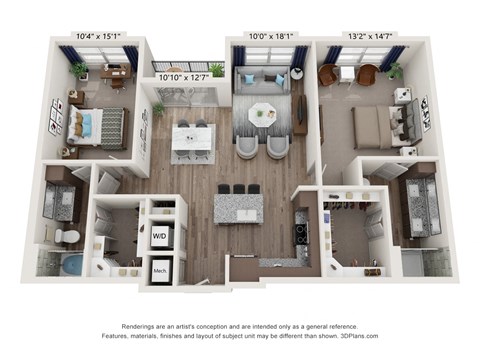 waters edge at mansfield b5 floor plan 2 bed 2 bath